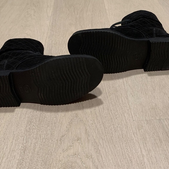 Chanel Suede Calfskin Quilted Combat Boots - Picture 4 of 6